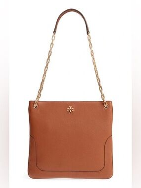 Tory Burch Marsden Swingpack Nut Brown Gold Leather Shoulder Crossbody Bag $428